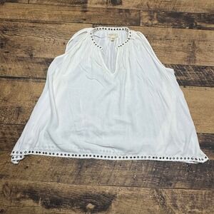 Denim & Supply Ralph Lauren Eyelet Peasant Top Boho Chic White‎ Size M